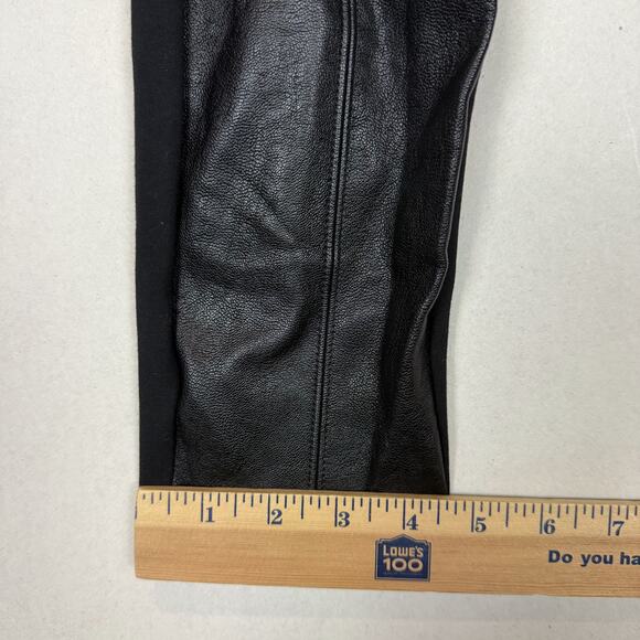 Ann Taylor Leggings Womens 6 Black Stretch Faux Leather Front Panel Side Zip - Picture 14 of 14